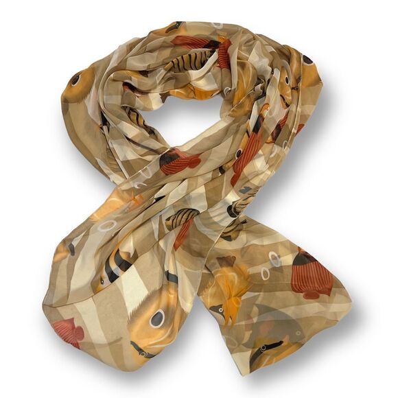 Women’s Lightweight Fish Print Scarf One Size - Picture 1 of 2